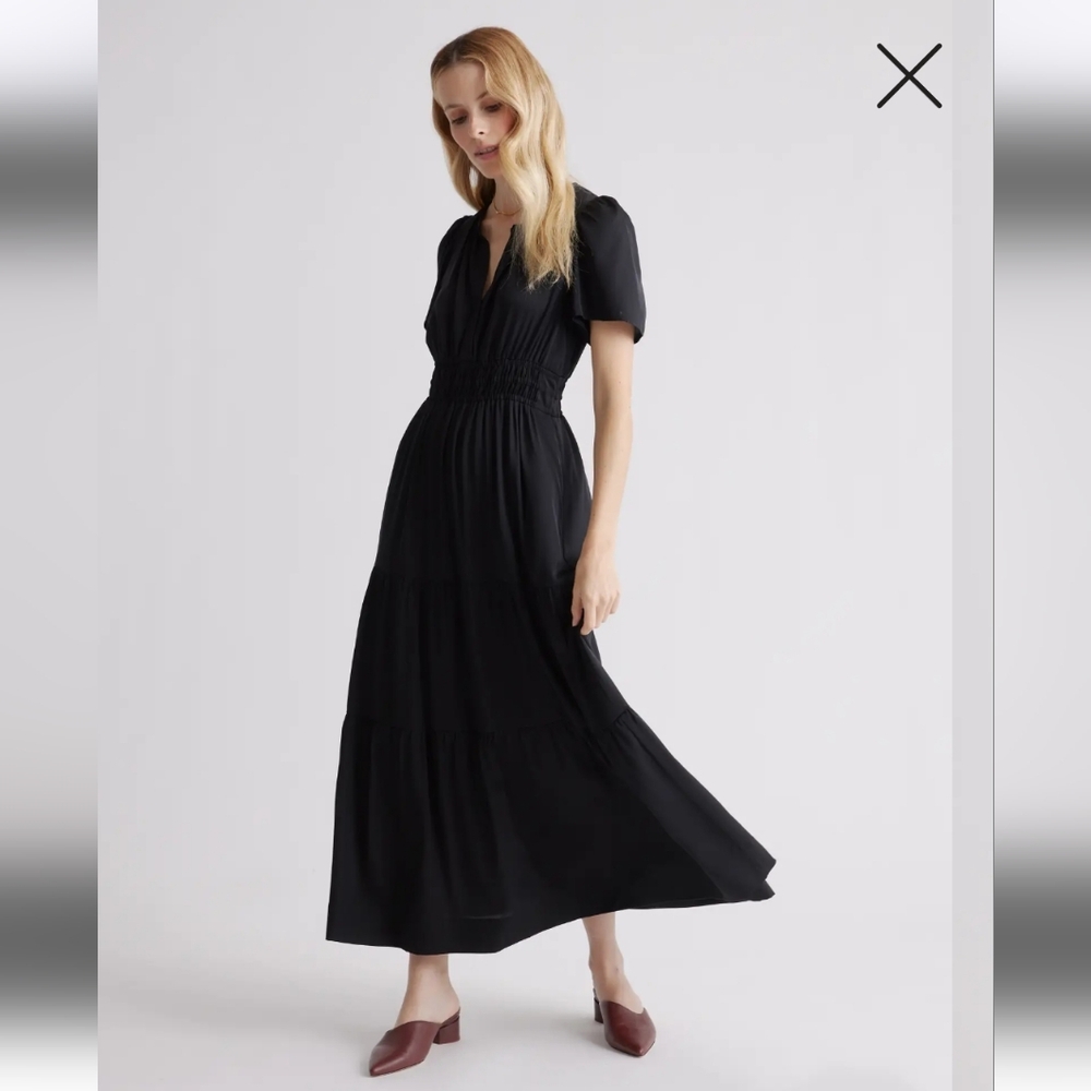 Quince black washable silk maxi